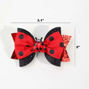 2 Pack Glitter Lady Bug Hair Clips
