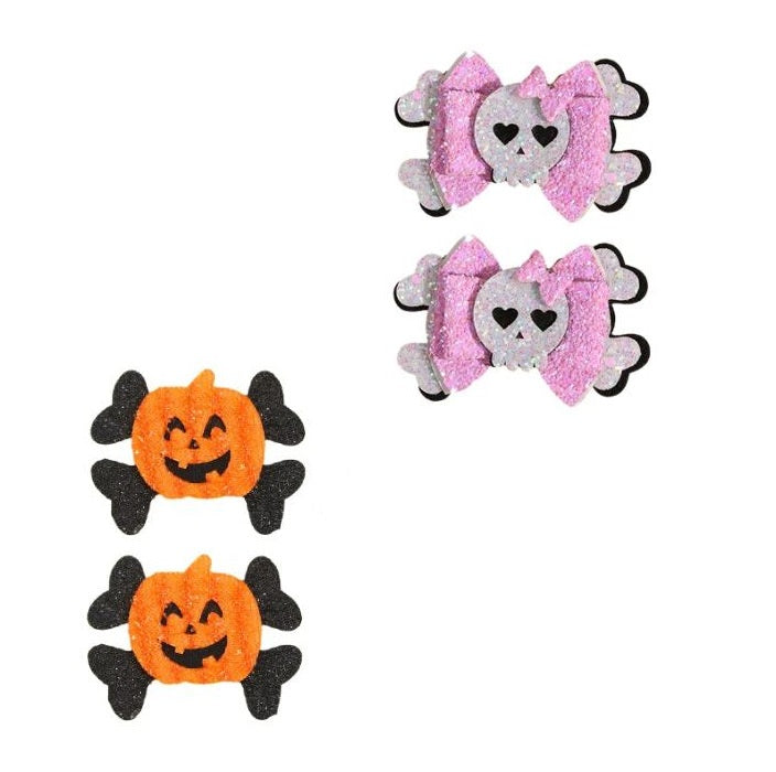 2 Pack Glitter Halloween Hair Clips