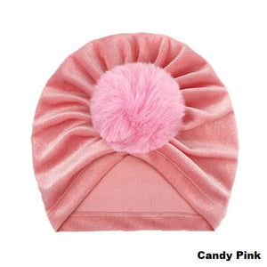 Velvet Fur Pompom Hat
