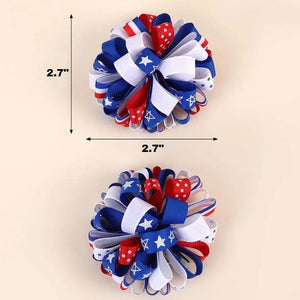 USA Pompom Hair Clips