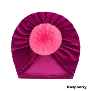 Velvet Fur Pompom Hat