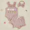 Ruffled Summer Flowers Outfit & Bow