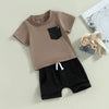 Solid Pocket T-shirt & Shorts