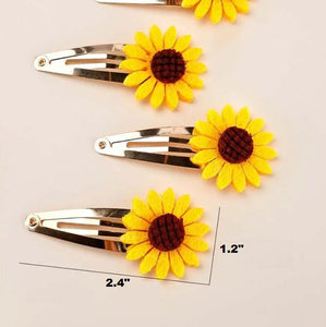 6 Pack Sunflower Hair Clips
