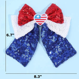 USA Heart Bow Clip
