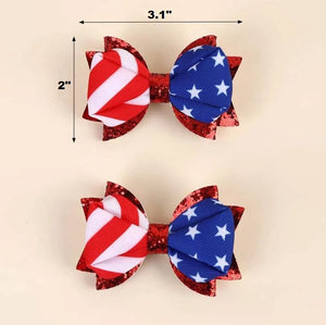 2 Pack USA Flag Hair Clips
