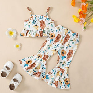 Floral Summer Cow Ruffled Outfit