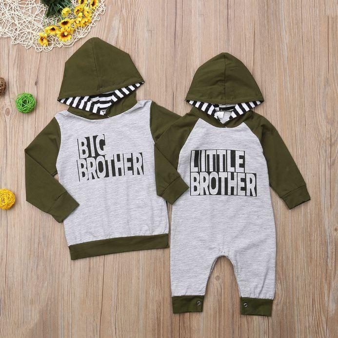 Little Big Brother Matching Romper & Hoodie