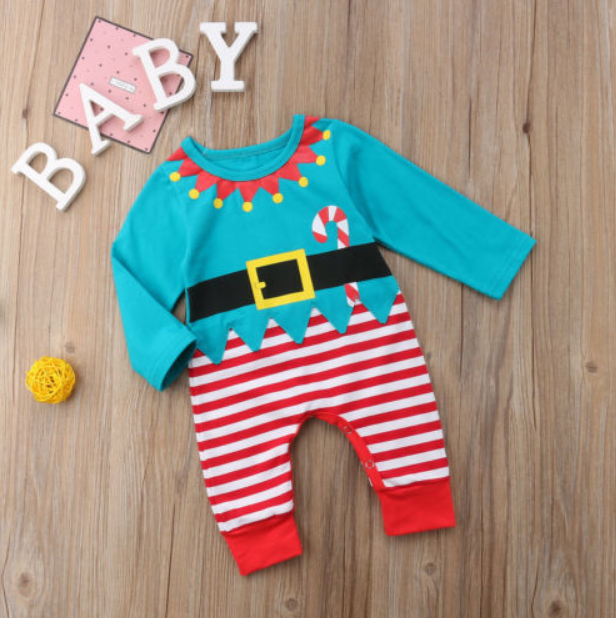 Candy Cane Christmas Elf Romper