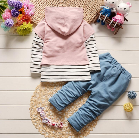 Striped Hooded Sweater & Pants Outfits For Baby Toddler Boys & Girls ...