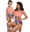 High Waist Coral Leaf Mommy and Me 2 Piece Swimsuit