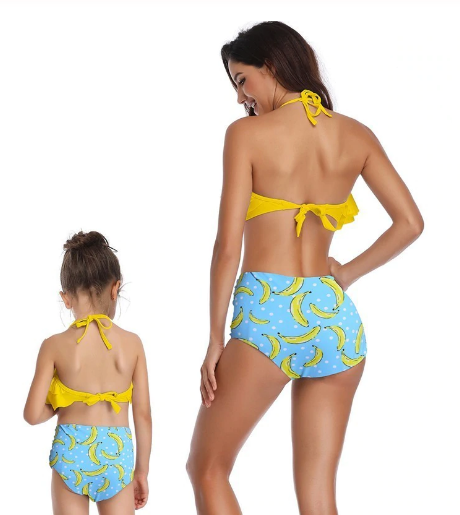 High Waist Banana Mommy and Me 2 Piece Swimsuit