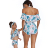 High Waist Floral Off Shoulder Mommy and Me 2 Piece Swimsuit