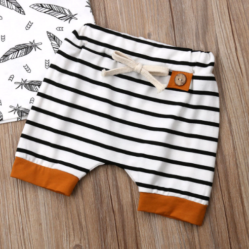 Striped Hooded Top Shorts Outfit