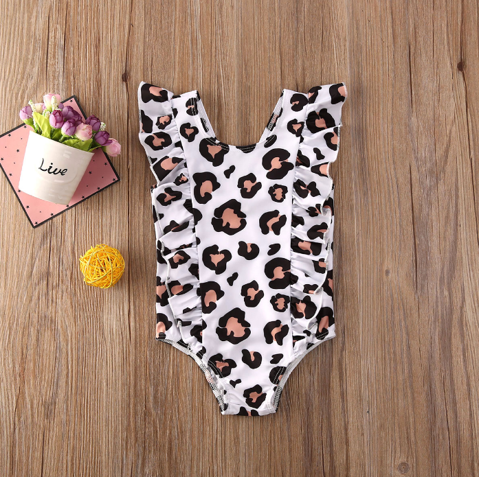 Ruffled Leopard Print One Piece Swimsuit