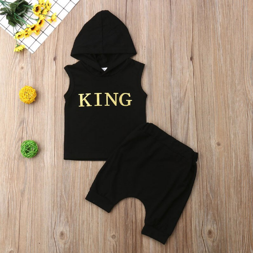 King Hoodie and Shorts Set for Baby Toddler Boys – Bitsy Bug Boutique