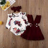 Floral Overalls Dress with Bow