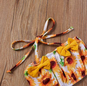 2 Piece Sunflower Swimsuit with Hat