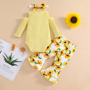 Sweet Sunflower Off Shoulder Outfit