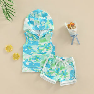 Baby Boy Summer Tie Dye Hooded Outfit