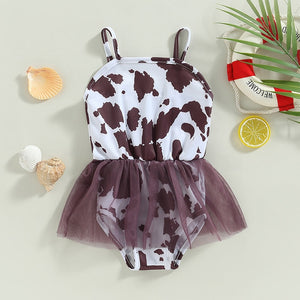 Cow Print Tutu Swimsuit