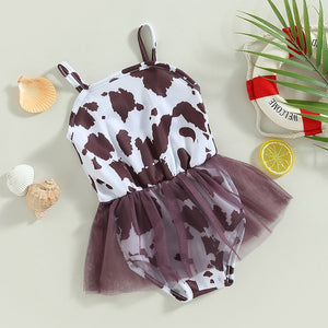 Cow Print Tutu Swimsuit