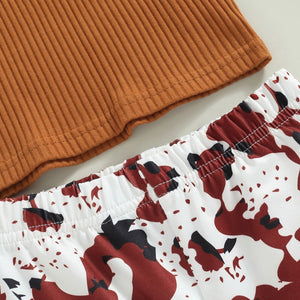 Floral Cow Print Summer Flare Set