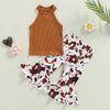 Floral Cow Print Summer Flare Set