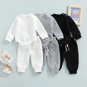 Solid Checkered Onesie with Matching Pants