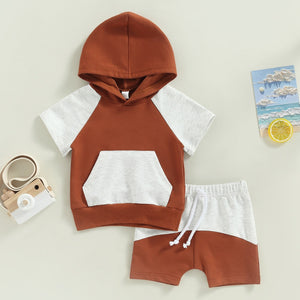 Short Sleeve T-shirt Hoodie & Shorts Set