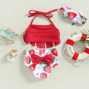 Fruity Floral Tassel Bikini