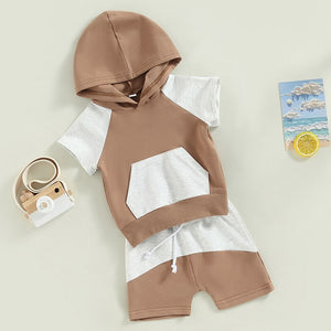 Short Sleeve T-shirt Hoodie & Shorts Set