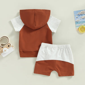 Short Sleeve T-shirt Hoodie & Shorts Set