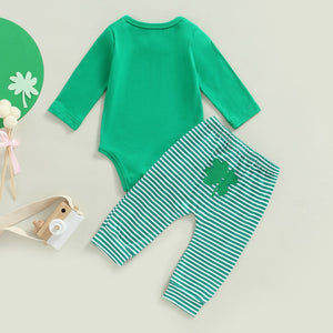 My First St. Patrick's Day Striped Clover Outfit