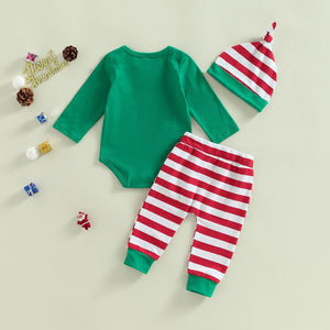 My 1st Christmas 3 Piece Striped Outfit