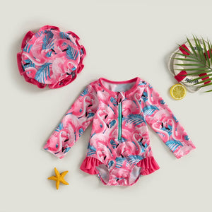 Long Sleeve Summer Fun Swimsuit & Hat