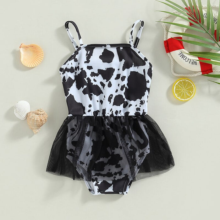 Cow Print Tutu Swimsuit
