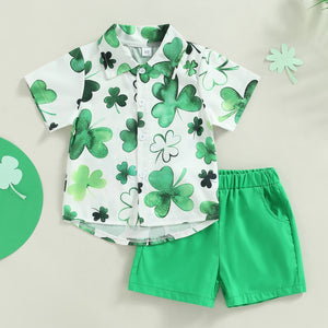 Button Up Shamrock Shirt & Shorts