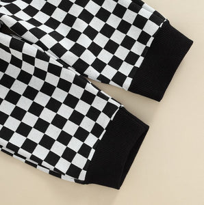 Checkered Hoodie with Matching Pants Set
