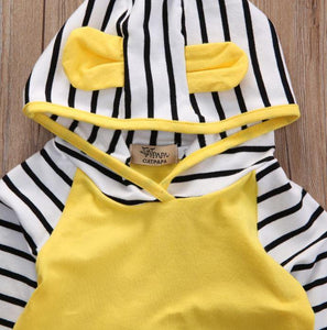 Yellow Striped Animal Hoodie Outfit
