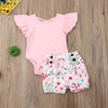 Pink Onesie with Floral Shorts