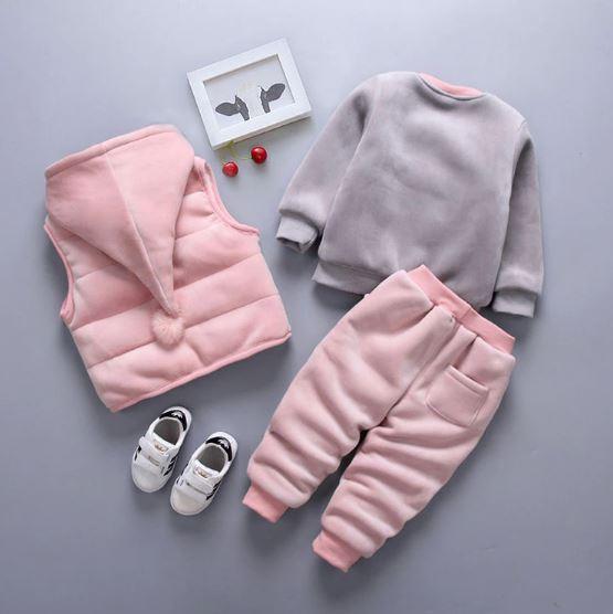 3 Piece Winter Deer Outfit (Gray or Pink)