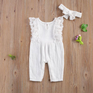 Ruffled Lace Romper with Bow