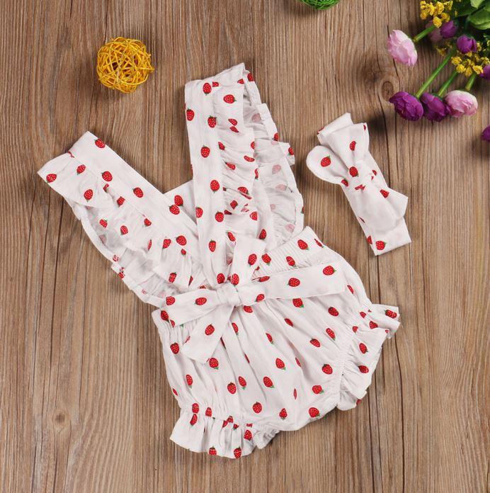 Polka Dot Fruit Romper with Bow