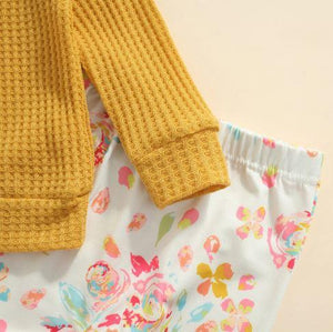 Solid Top with Floral Pants & Matching Bow