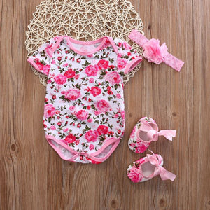 Floral Leopard Onesie with Shoes & Headband