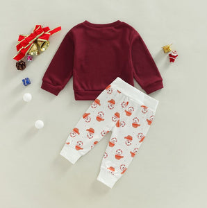 Solid Top with Christmas Pants Outfit