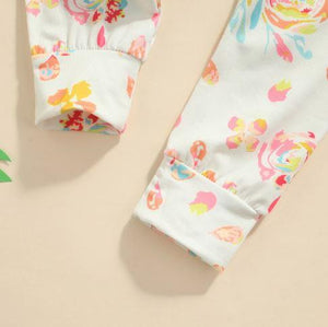 Solid Top with Floral Pants & Matching Bow