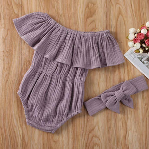 Off Shoulder Romper with Bow