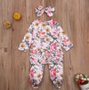Floral with Feet Romper & Bow (3 Colors)